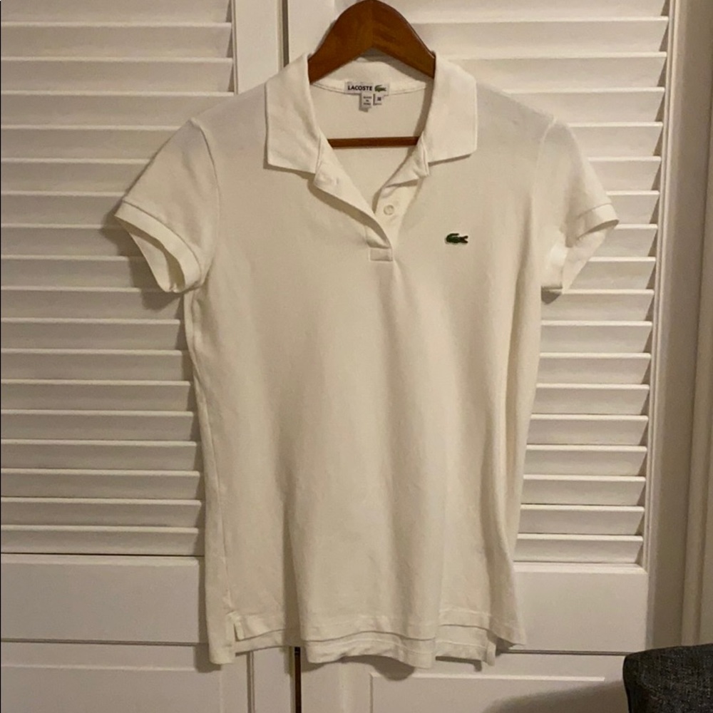 White Lacoste polo